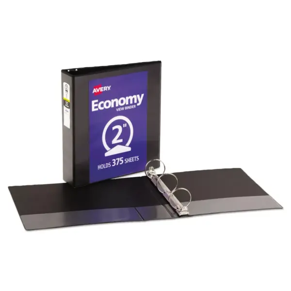 Avery Economy View Binder w/Round Rings 11 x 8 1/2 2" Cap Black 05730