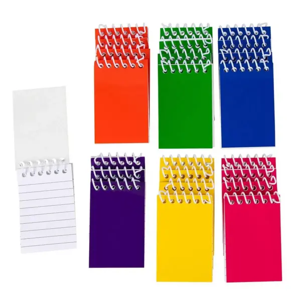 Blue Panda 24 Pack Mini Small Spiral Notepads Notebooks Lined Paper Pocket Size for Kids Party Favors 6 Color 2.25x3.5" 20 Sheets Per Book