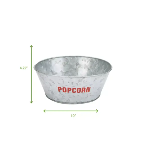 Mind Reader Galvanized Popcorn Bowl, Silver - 2 Pack