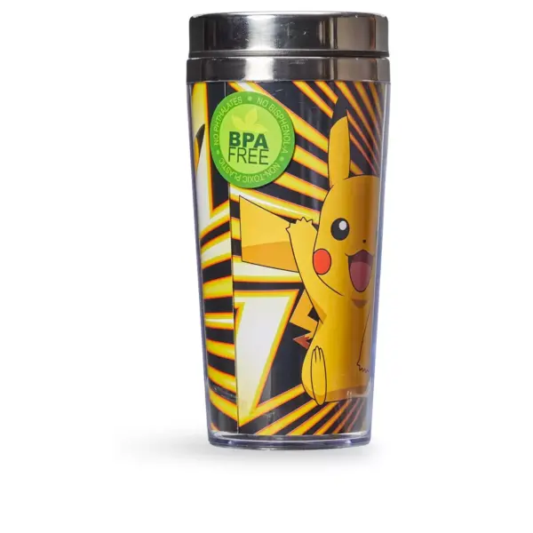 Just Funky Pokemon Pikachu Travel Mug - 16oz BPA-Free Car Tumbler with Spill-Proof Lid