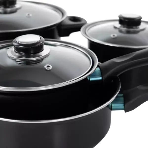 Gibson Home Newton 7 Piece Carbon Steel Cookware Set in Black