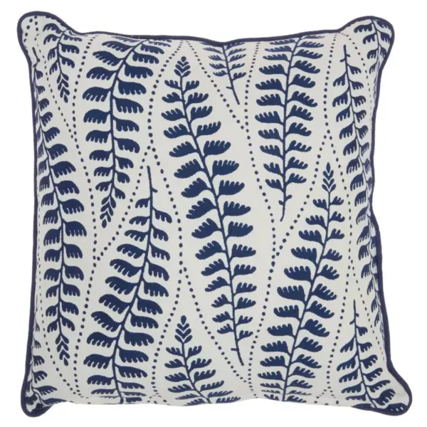 18"x18" Printed Leaves Throw Pillow Blue - Mina Victory