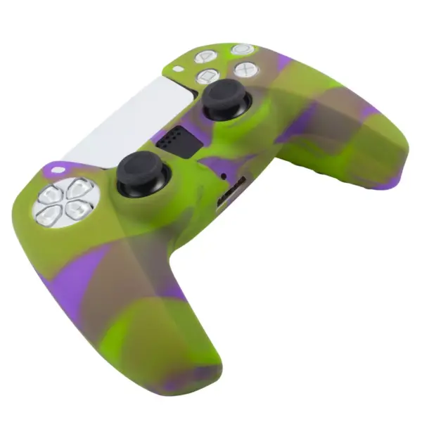 Insten Silicone Skin Cover Case Compatible with Sony PlayStation PS5 Controller, Camouflage Green Purple