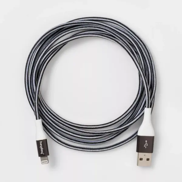 heyday™ Lightning to USB-A Braided Cable 6ft - Black/White/Gunmetal