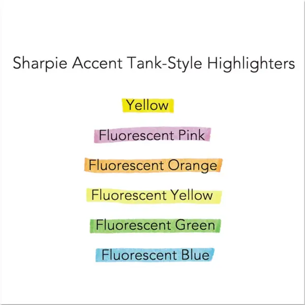 Sharpie Accent Tank Style Highlighter Chisel Tip Assorted Colors 12/Pk 25053