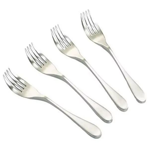 Knork 4 Piece 18/0 Stainless Steel Dining Silverware Flatware Original Salad Fork Set, Brushed Silver