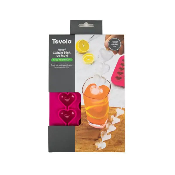 Tovolo Heart Swizzle Stick Ice-Highball Mold Fuchsia