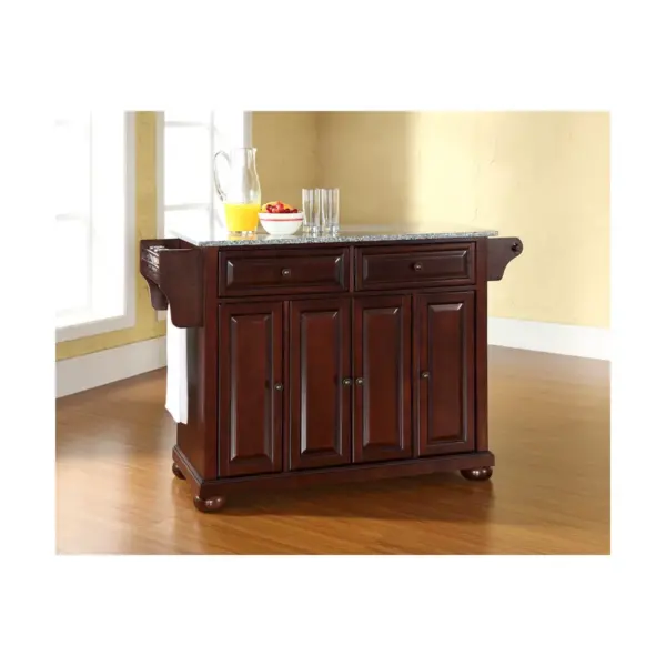 Alexandria Solid Granite Top Kitchen Island - Vintage Mahogany - Crosley