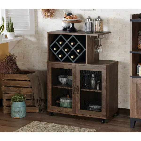 Morse Farmhouse Mobile Wine Cabinet Reclaimed Oak - HOMES: Inside + Out