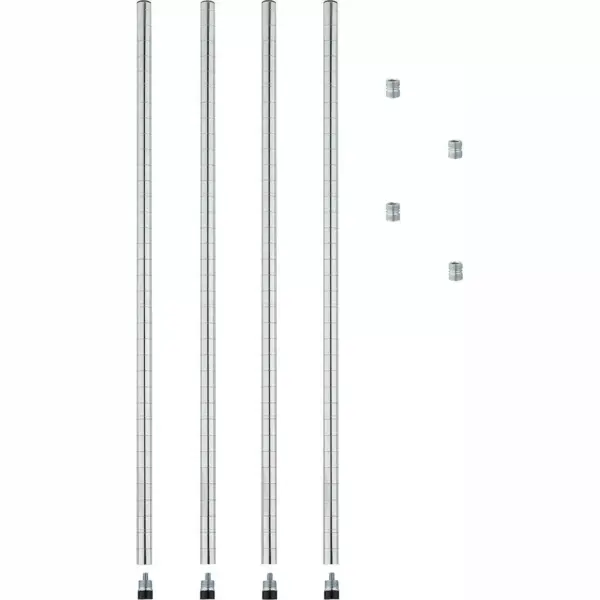 Alera Stackable Posts For Wire Shelving, 36" High, Silver, 4/Pack SW59PO36SR