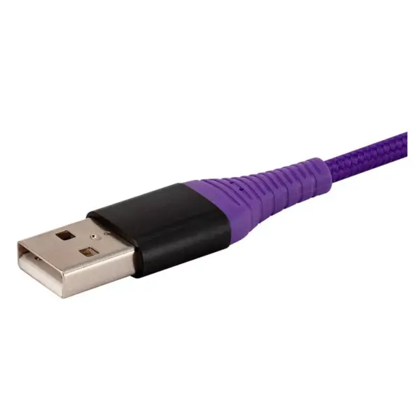 Monoprice USB 2.0 Micro B to Type A Charge and Sync Cable - 3 Feet - Purple, Durable,  Kevlar-Reinforced Nylon-Braid - AtlasFlex Series