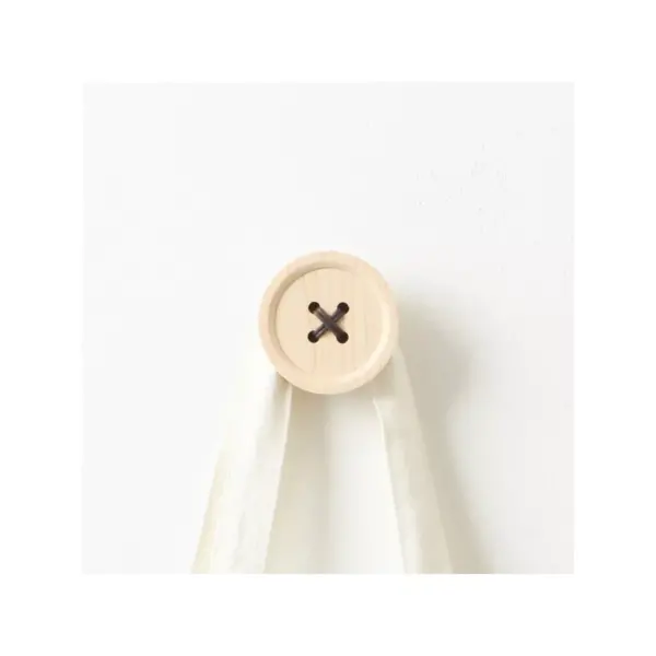 Design Ideas Button Wall Hook – Wall Mounted Organization – Maple Wood, 2.8" x 2.8" x 1.3"