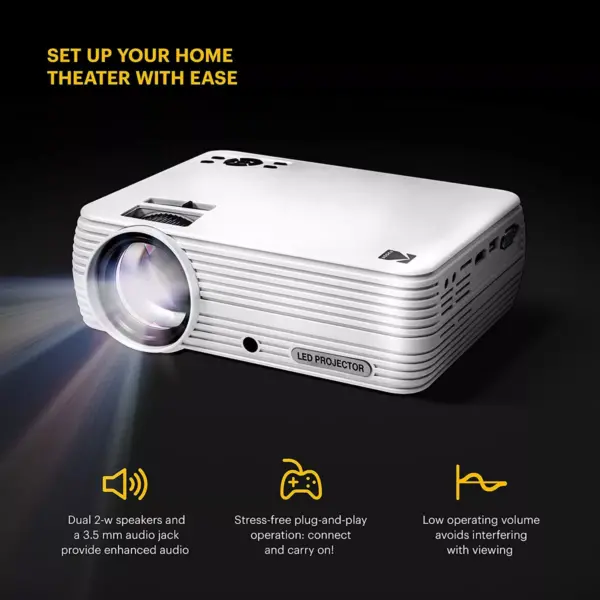 Kodak FLIK X4 800 x 480 LCD Home Theater Projector System with 100 Lumens -Tripod and Case Included -Projects Up to 150 in.