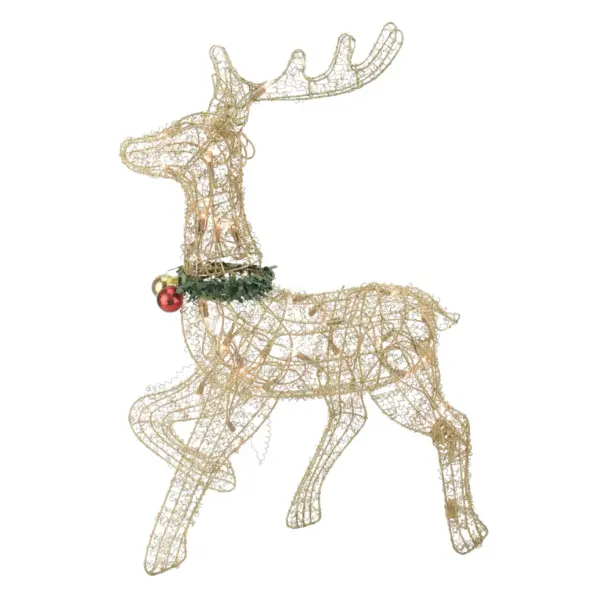 Northlight 25" Gold Lighted Prancing Reindeer Outdoor Christmas Decor