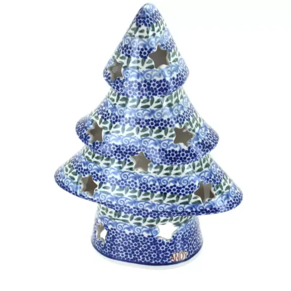 Blue Rose Polish Pottery Sasha Small Christmas Tree Luminary