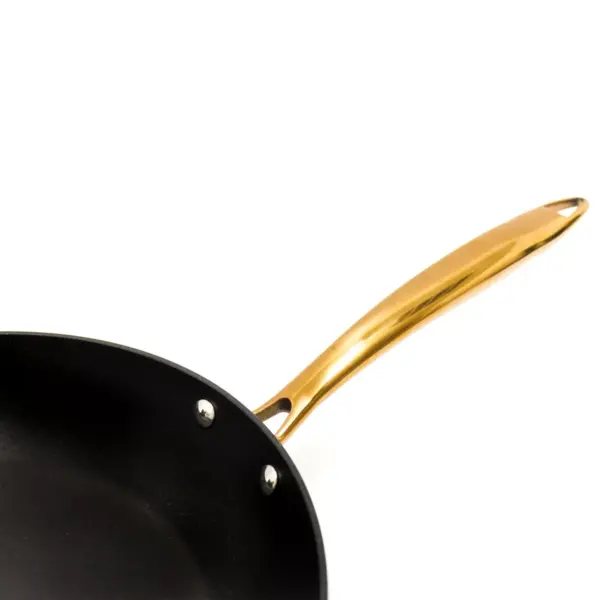 BergHOFF Ouro Black Hard Anodized 3Pc Fry Pan Set, Rose Gold Handles