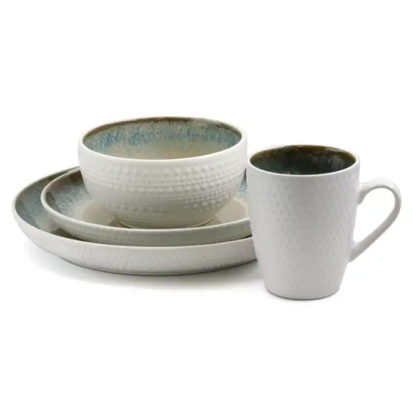 16pc Stoneware Blue Sugar Dinnerware Set - Elama