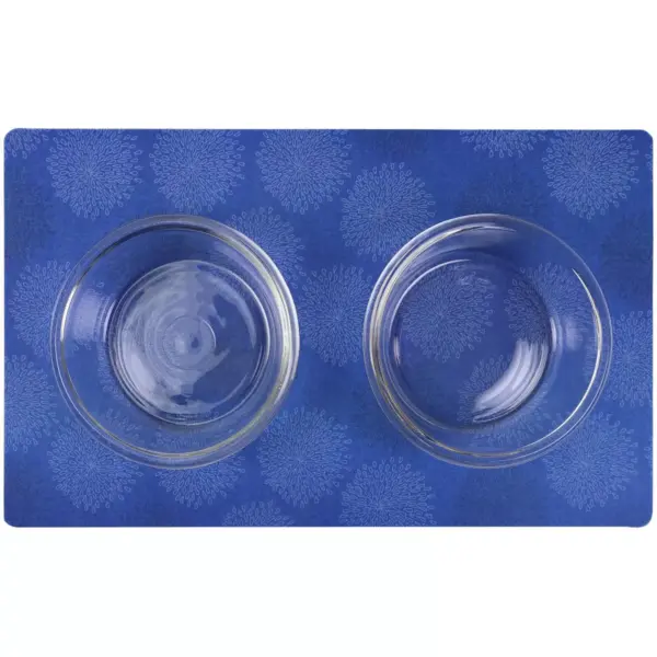 Drymate Dog and Cat Feeding Placemat - Floral Blue