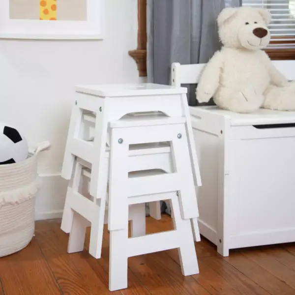 Melissa & Doug Wooden Stools - Set of 4 - White