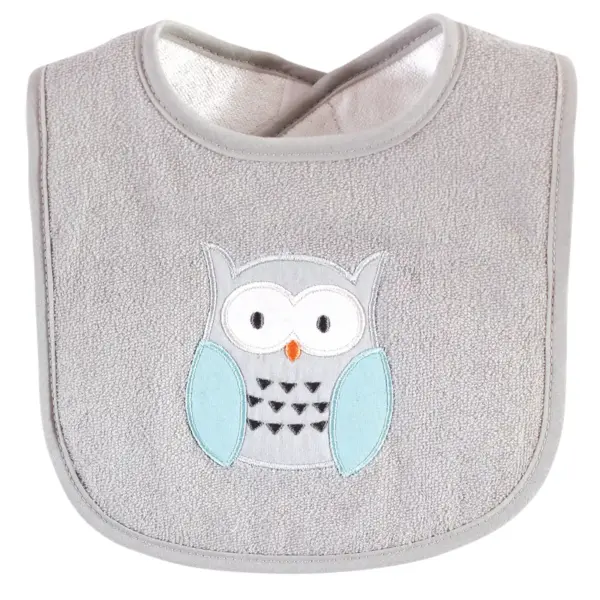 Hudson Baby Unisex Baby Cotton Terry Drooler Bibs with Fiber Filling, Neutral Woodland, One Size