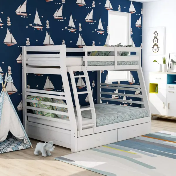 Twin Over Full Kids' Emma Bunk Bed White - ioHOMES