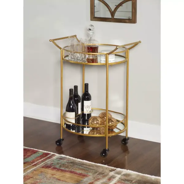 Round Metal Bar Cart Gold - Linon