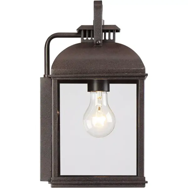 John Timberland Rustic Outdoor Wall Light Fixture Rust 16 1/2" Clear Glass Lantern for Exterior House Porch Patio Deck