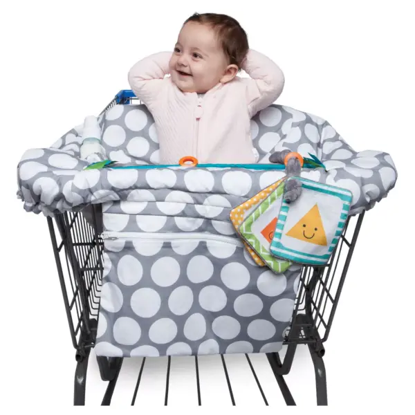 Boppy Preferred Shopping Cart and Restaurant High Chair Cover - Gray Jumbo Dots