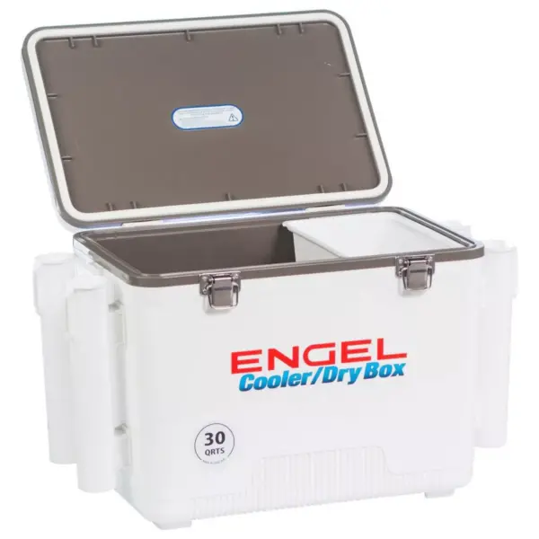 Engel Coolers 30 Quart 48 Can Lightweight Insulated Mobile Cooler Drybox, White