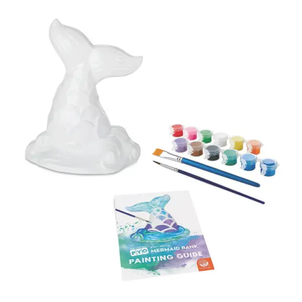 MindWare Paint Your Own Porcelain Bank: Mermaid - Creative Activities - 3 Pieces