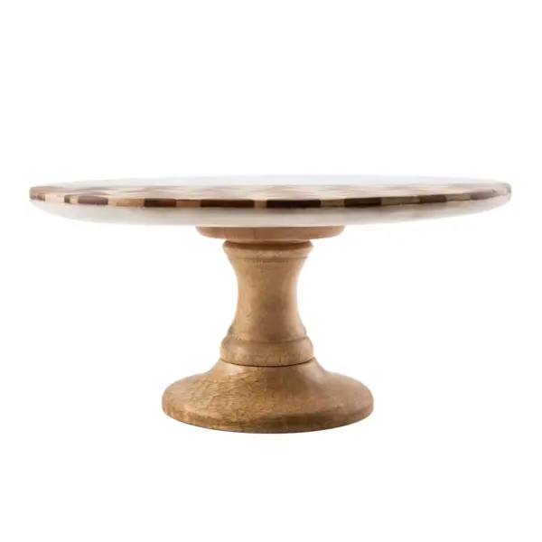 Thirstystone 12" Marble and Wood Cake Stand