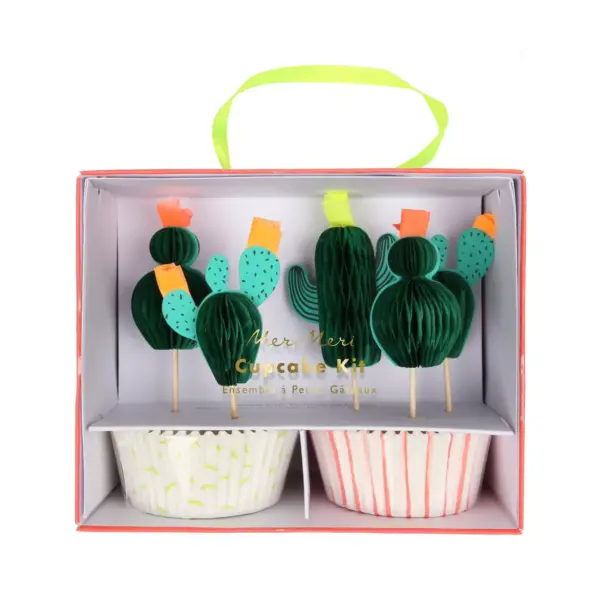 Meri Meri - Cactus Cupcake Kit - Baking Cups - 24 cupcake liners with toppers