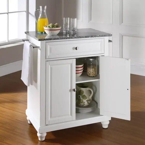 Cambridge Gray Granite Top Portable Kitchen Island/Cart White - Crosley