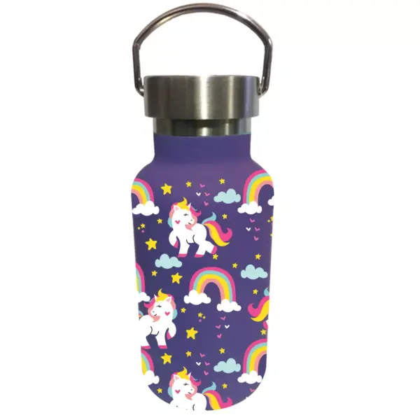 Evergreen Cypress Home Children Double Wall Stainless Steel Bottle, 11 OZ, Unicorns and Rainbows