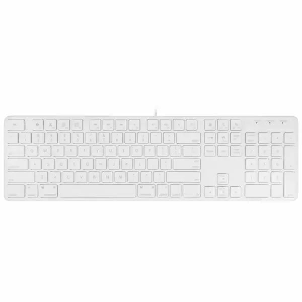 Macally Ultra Slim Metal USB-A Wired Full Keyboard - White