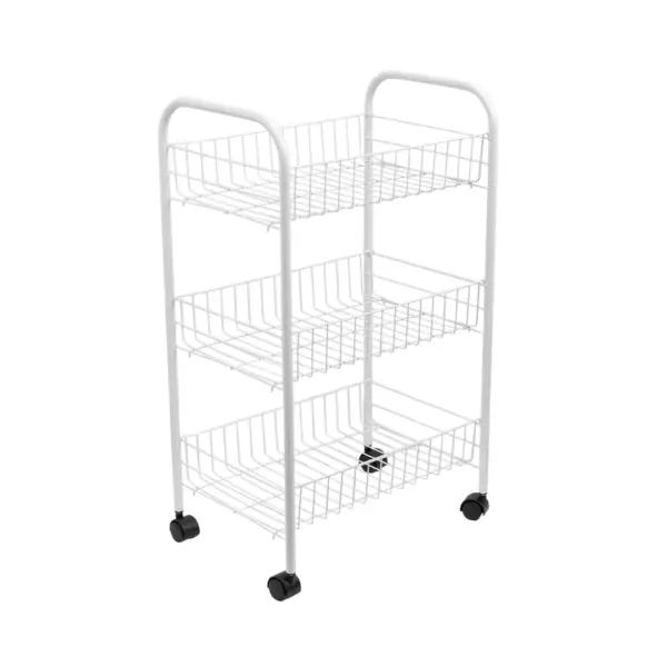 Home Basics Multi-Purpose Rolling Metal Kitchen Trolley, White