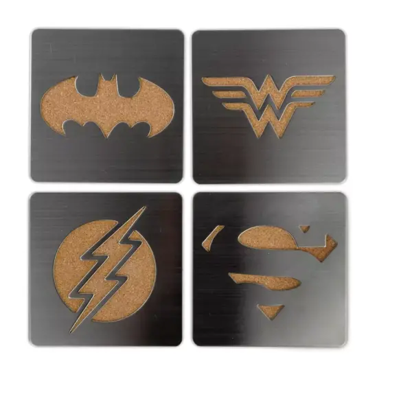 Seven20 DC Comics Laser-Cut Superhero Logo Coaster Set | Batman | Superman | Wonder Woman | Flash