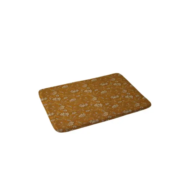 Holli Zollinger Kalami Floral Memory Foam Bath Mat Tan - Deny Designs