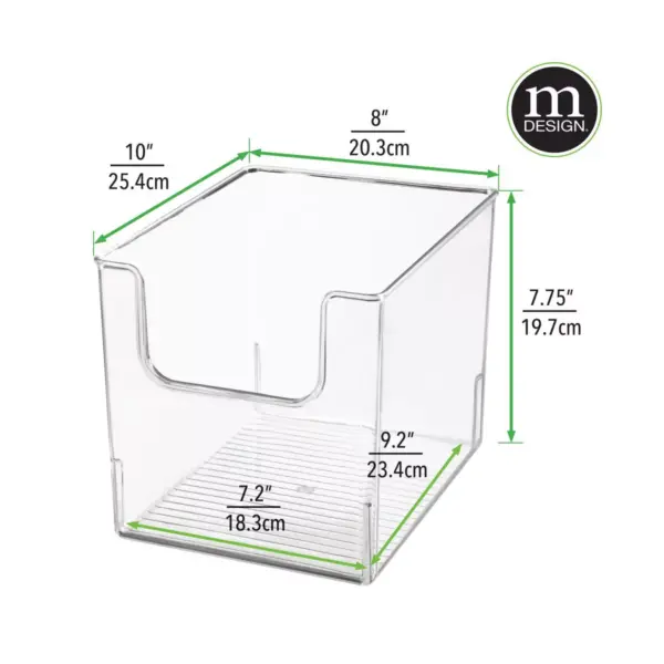 mDesign Plastic Food Storage Organizer Bin for Kitchen, 8" Wide, 6 Pack - Clear