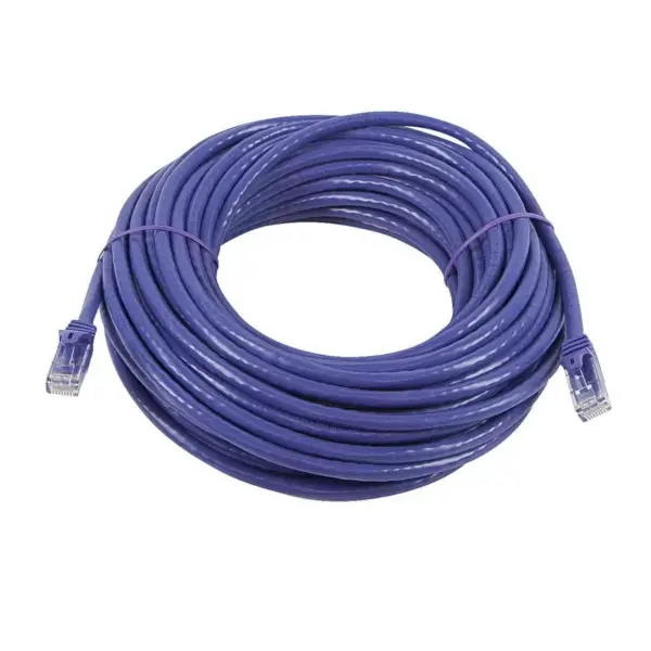 Monoprice Flexboot Cat5e Ethernet Patch Cable - Network Internet Cord - RJ45, Stranded, 350Mhz, UTP, Pure Bare Copper Wire, 24AWG, 50ft, Purple