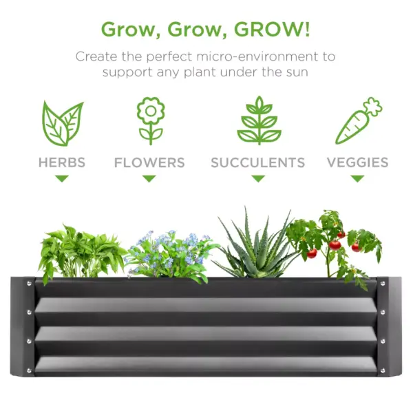 Best Choice Products 6x3x1ft Outdoor Metal Raised Garden Bed for Vegetables, Flowers, Herbs, Plants