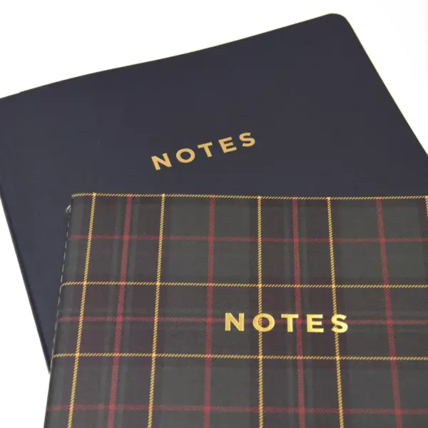 Soft Cover Jr. Notebook Set Plaid and Gold Foil 2ct - Gartner Studios