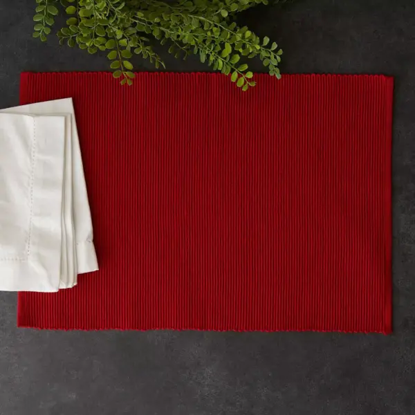 Set of 6 Ribbed Placemat Red - Design Imports