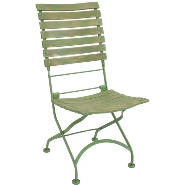 Sunnydaze Indoor/Outdoor Patio or Dining Café Couleur European Chestnut Wooden Folding Bistro Chair - Green - 2pk