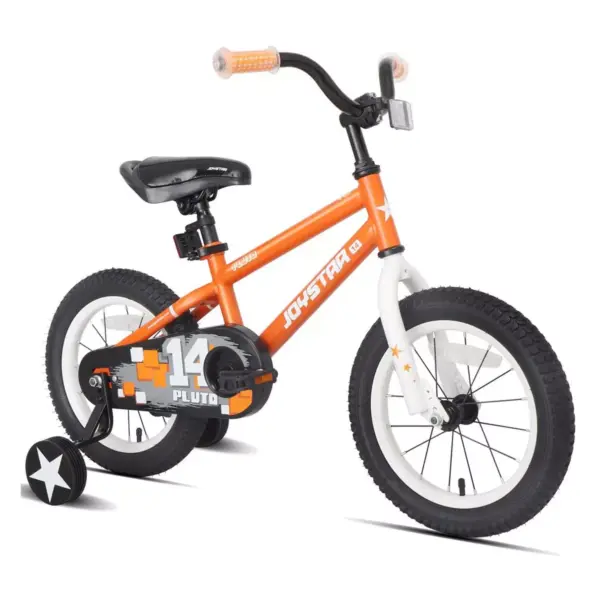 Joystar Pluto 14 Inch Kids Toddler Bike Bicycle with Training Wheels, Rubber Tires, and Coaster Brake, Ages 3 to 5, Orange