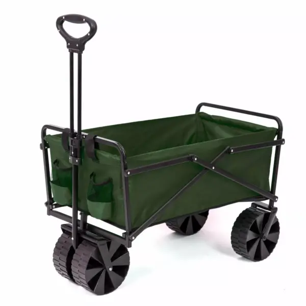 Seina Collapsible Steel Frame Folding Utility Beach Wagon Cart, Green (2 Pack)