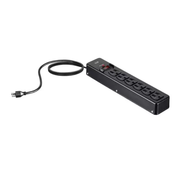 Monoprice Heavy Duty 6 Outlet Metal Surge Power Strip - Black With 6 Feet Cord | 540 Joules