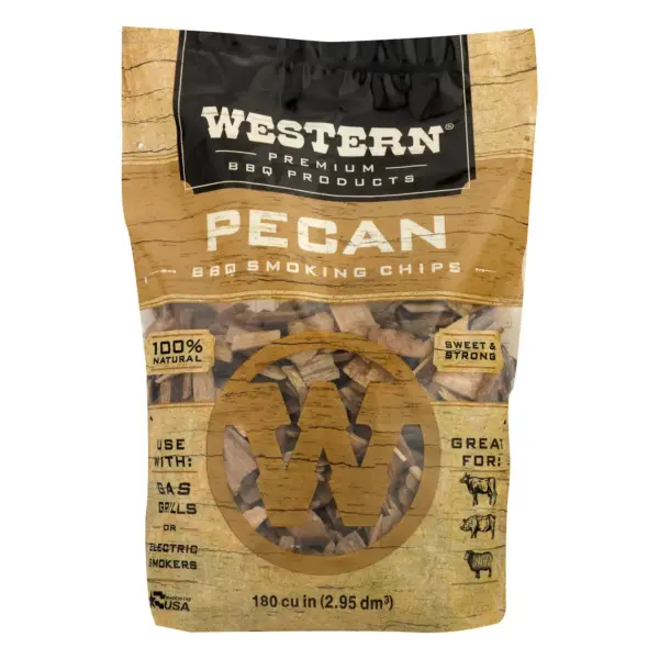 Western BBQ 78076 180 cu in. Premium Pecan Wood BBQ Charcoal Propane Grill/Smoker Cooking Chips