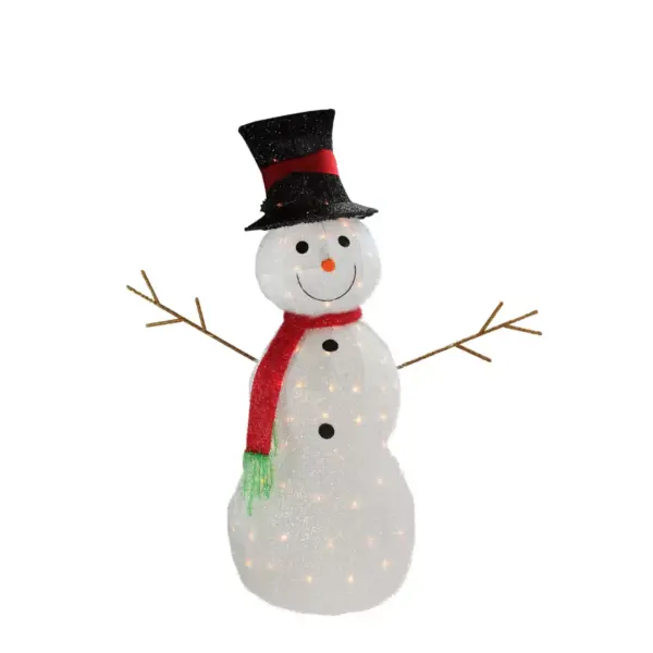 Northlight 48" White Lighted 3D Snowman with Top Hat Christmas Outdoor Decor