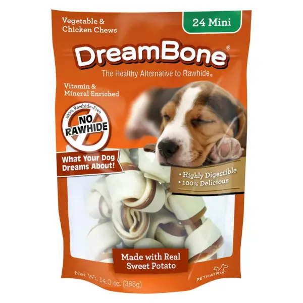 DreamBone Mini Vegetable and Chicken Chew with Real Sweet Potato Dog Treats - 24ct